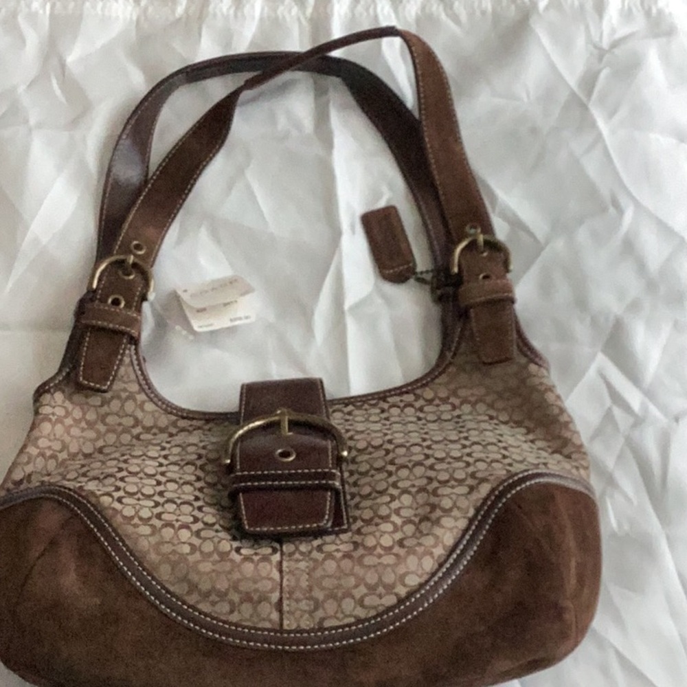 Coach Brown Shoulder Bag with Classic Hobo Design